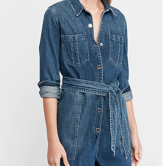 Express Other - NWT Express Denim Utility Romper Blue Jean Romper